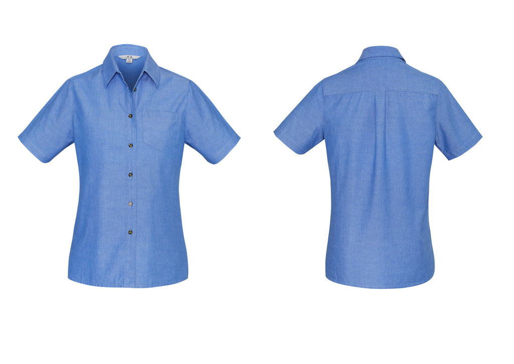 LADIES WRINKLE FREE CHAMBRAY SHORT SLEEVE SHIRT