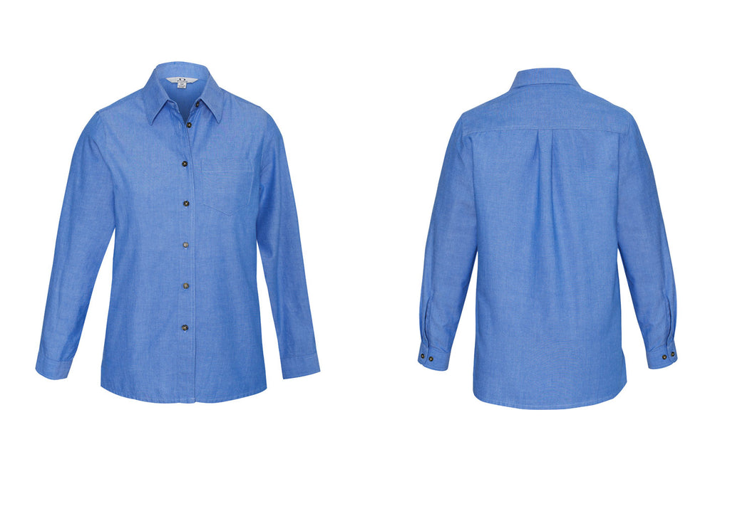 LADIES WRINKLE FREE CHAMBRAY LONG SLEEVE SHIRT