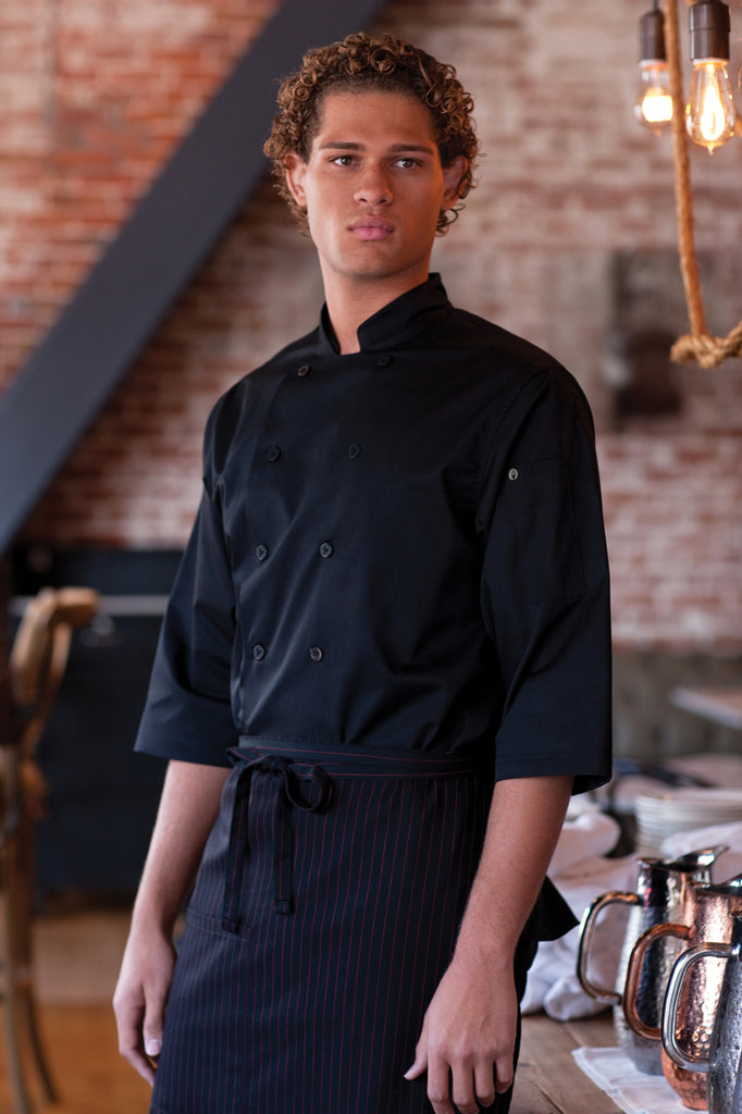 3/4 Sleeve Black Chef Shirt