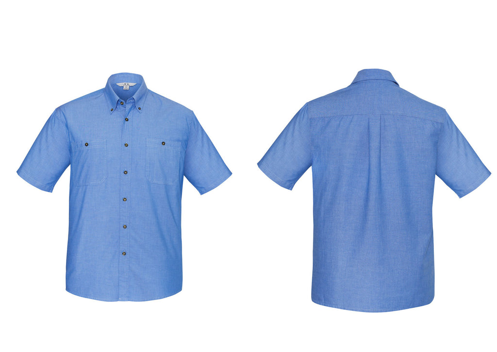 MENS WRINKLE FREE CHAMBRAY SHORT SLEEVE SHIRT