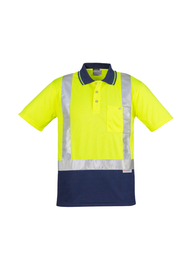 MENS HI VIS SPLICED POLO - SHORT SLEEVE SHOULDER TAPED