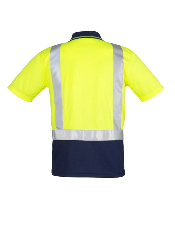 MENS HI VIS SPLICED POLO - SHORT SLEEVE SHOULDER TAPED