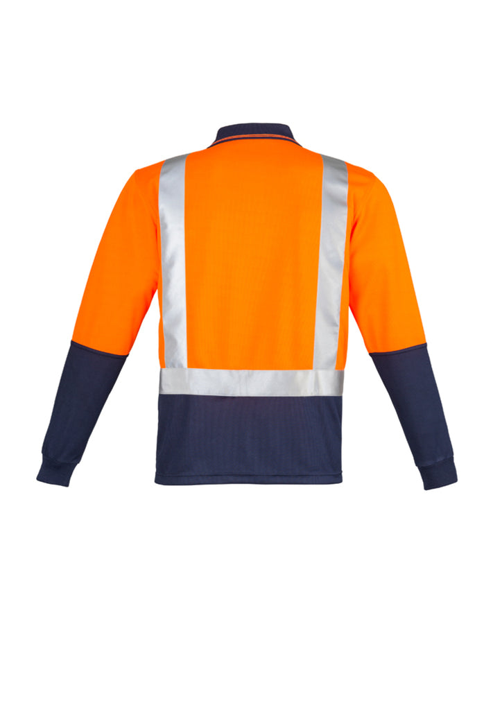 MENS HI VIS SPLICED POLO - LONG SLEEVE SHOULDER TAPED