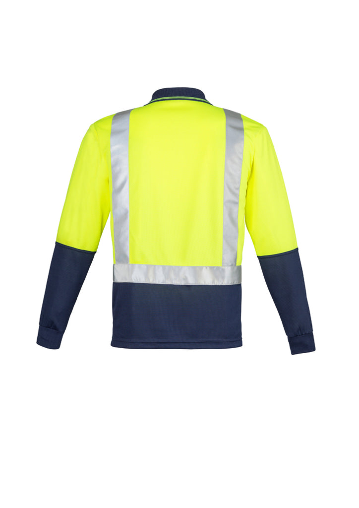 MENS HI VIS SPLICED POLO - LONG SLEEVE SHOULDER TAPED