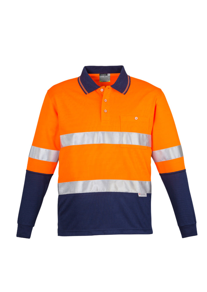 MENS HI VIS SPLICED POLO - LONG SLEEVE HOOP TAPED