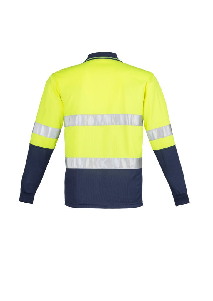 MENS HI VIS SPLICED POLO - LONG SLEEVE HOOP TAPED