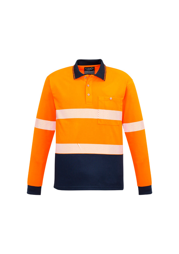 UNISEX HI VIS SEGMENTED L/S POLO - HOOP TAPED