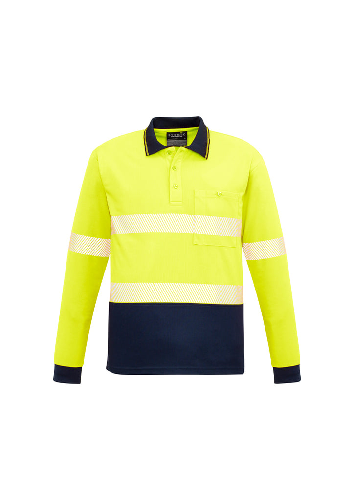 UNISEX HI VIS SEGMENTED L/S POLO - HOOP TAPED